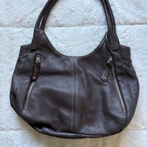 Brown leather tote